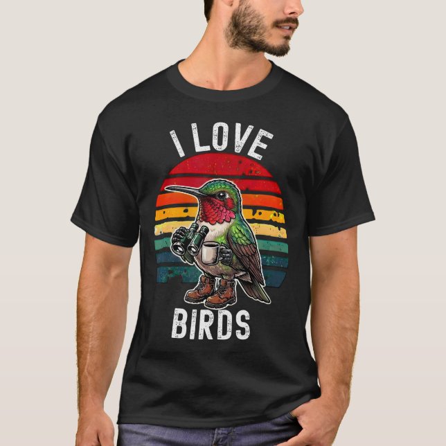 T-shirt J'aime les oiseaux drôle de visionneuse d'oiseaux  (Devant)
