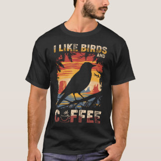 T-shirt J'aime les oiseaux et le café drôle de café amateu