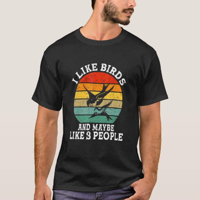 T-shirt J'Aime Les Oiseaux Et Peut-Être 3 Personnes Rétro (Devant)