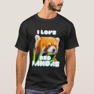 T-shirt J'aime les pandas rouges animal sauvage