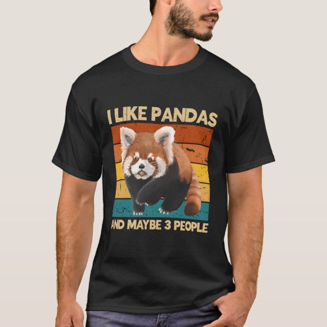 T-shirt J'Aime Les Pandas Rouges Et Peut-Être 3 Personnes (Devant)