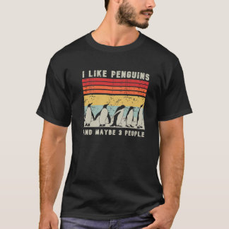 T-shirt J'Aime Les Pingouins Et Peut-Être 3 Gens Retro Mig