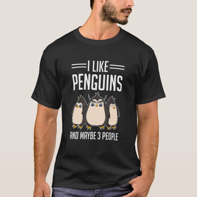 T-shirt J'Aime Les Pingouins Et Peut-Être 3 Personnes Les  (Devant)