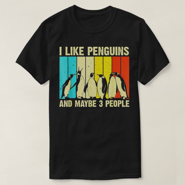 T-shirt J'Aime Les Pingouins Et Peut-Être 3 Personnes Rétr (Design devant)