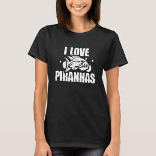 T-shirt J'aime les piranhas Poisson Rétro Piranha