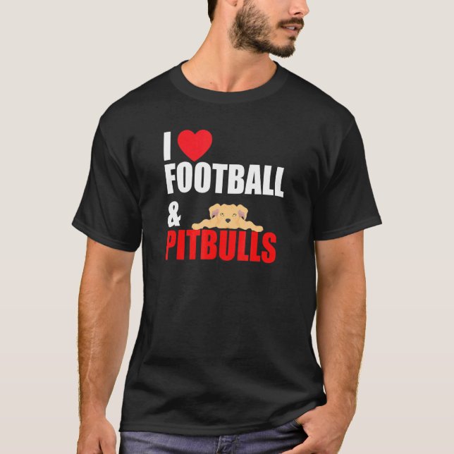 T-shirt J'aime les pitbulls de football (Devant)