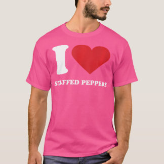 T-shirt J'Aime Les Poivrons Enroulés Dans Le Coeur Les Poi