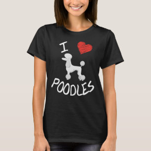 T-shirt J'Aime Les Poodles Design Avec Poodle Dog Face À S