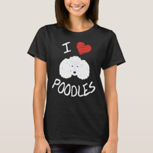 T-shirt J'Aime Les Poodles Design Avec Poodle Dog Face Seu