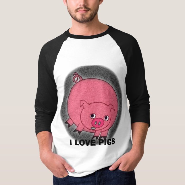 T-SHIRT J'AIME LES PORCS (LES PORCS DES DEUX CÔTÉS) (Devant)