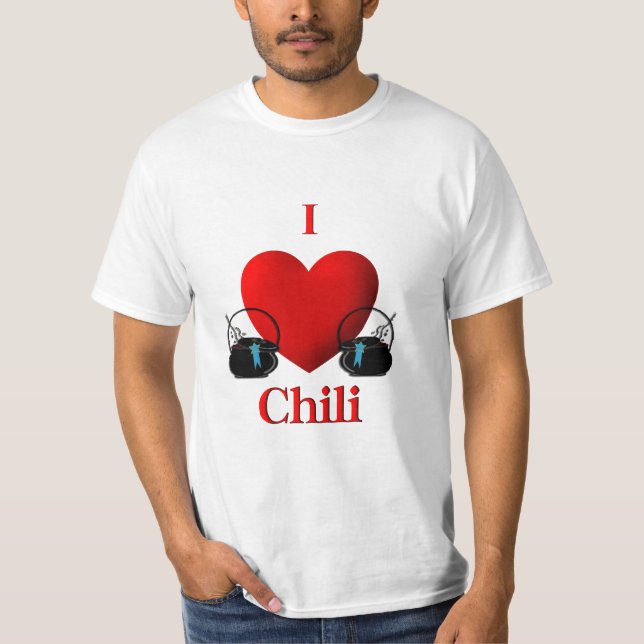 T-shirt J'aime les pots de chili avec des rubans bleus (Devant)