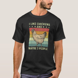 T-shirt J'aime les poules et peut-être 3 personnes Rétro a