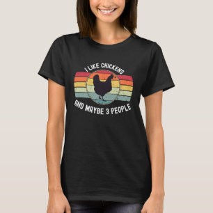 T-shirt J'aime les poules et peut-être 3 personnes Vintage