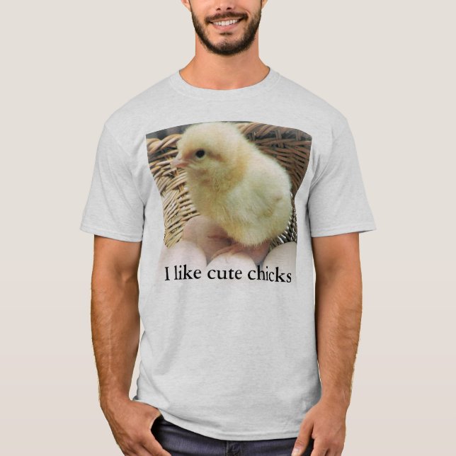 T-shirt "J'aime les poussins mignons" avec l'image du (Devant)