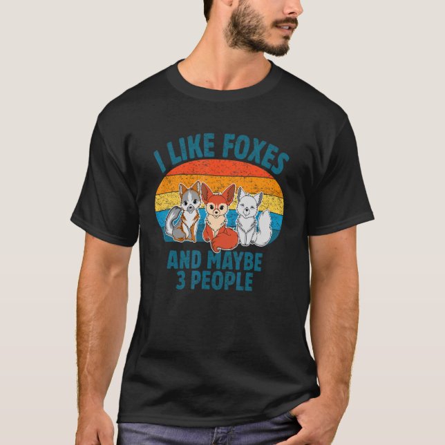 T-shirt J'Aime Les Renards Et Peut-Être 3 Personnes Animal (Devant)
