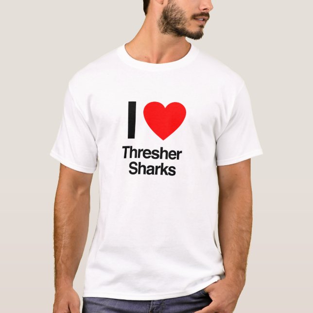 T-shirt j'aime les requins-batteurs (Devant)