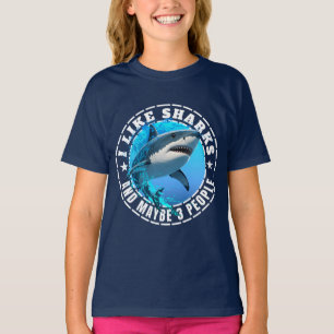 T-shirt J'Aime Les Requins Et Peut-être 3 Personnes