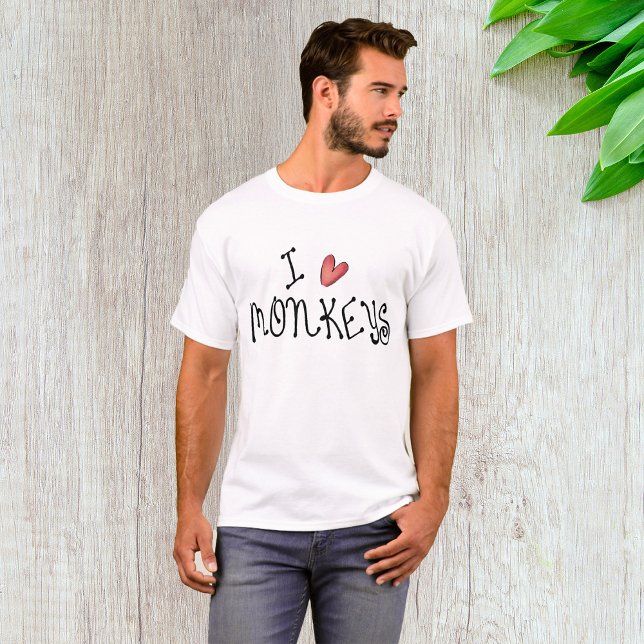 T-shirt J'aime les singes, typographie manuscrite mignonne (Créateur téléchargé)