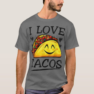 T-shirt J'Aime Les Tacos Souriants Tacos Pour Hommes Femme