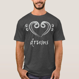 T-shirt J'aime les tambours à la main l'amour tiré pour le