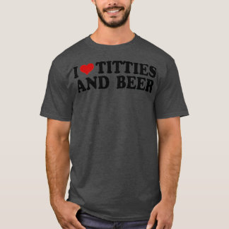 T-shirt J'aime les titans et la bière hommes coeur fête de