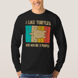 T-shirt J'Aime Les Tortues Et Peut-Être 3 Personnes Vintag