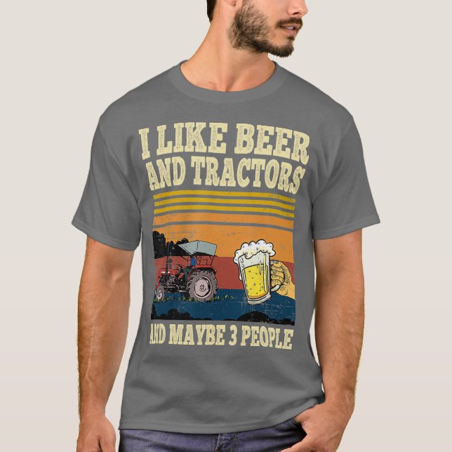 T-shirt J'aime les tracteurs de bière et peut-être 3 perso (Devant)