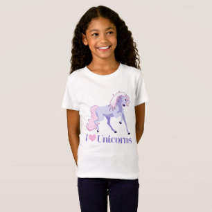 T-Shirt J'Aime Les Unicornes Filles Mignonnes