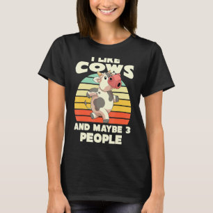T-shirt J'Aime Les Vaches Et Peut-Être 3 Gens Farm Animal
