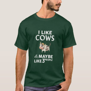 T-shirt j'aime les vaches et peut-être 3 personnes