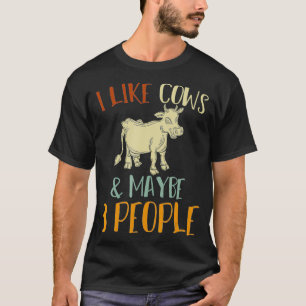 T-shirt J'aime les vaches et peut-être 3 personnes drôle f