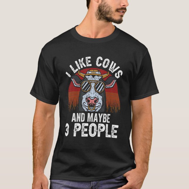 T-shirt J'Aime Les Vaches Et Peut-Être 3 Personnes Les Ani (Devant)