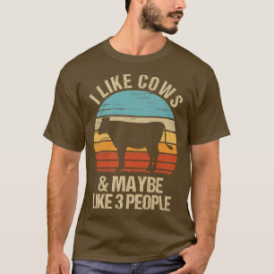 T-shirt J'Aime Les Vaches Et Peut-Être 3 Personnes Vache F