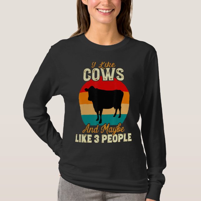 T-shirt J'Aime Les Vaches Et Peut-Être 3 Personnes Vache F (Devant)
