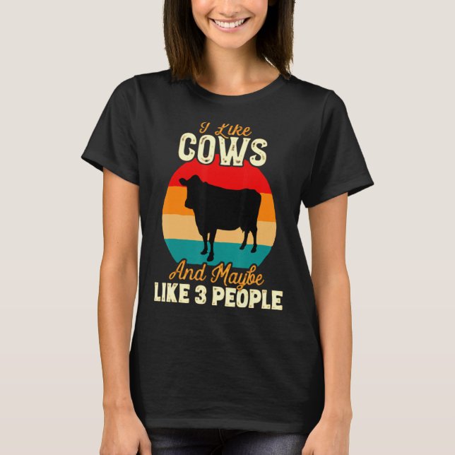 T-shirt J'Aime Les Vaches Et Peut-Être 3 Personnes Vache F (Devant)