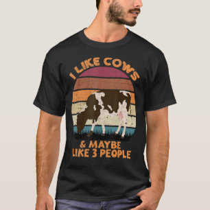 T-shirt J'Aime Les Vaches Et Peut-Être 3 Personnes Vache F