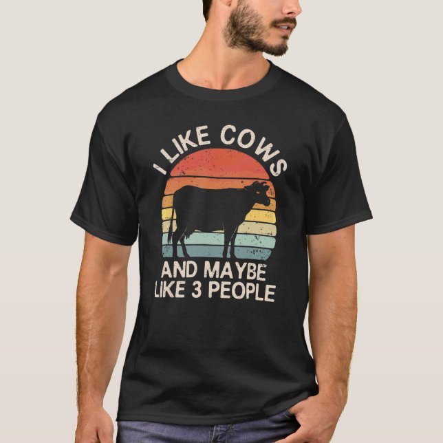 T-shirt J'Aime Les Vaches Et Peut-Être 3 Personnes Vache V (Devant)
