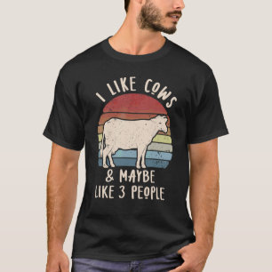 T-shirt J'Aime Les Vaches Et Peut-Être 3 Personnes Vintage