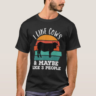 T-shirt J'Aime Les Vaches Et Peut-Être Comme 3 Personnes A