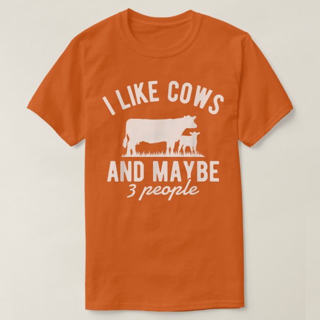 T-shirt J'Aime Les Vaches Et Peut-Être Comme 3 Personnes V (Design devant)