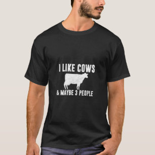 T-shirt J'Aime Les Vaches Peut-Être 3 Personnes Drôle Amou