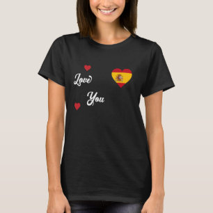 T-shirt J'aime l'Espagne avec un drapeau espagnol dans un