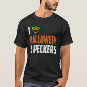 T-shirt J'Aime L'Halloween Et Les Peckers, Citrouilles Et 