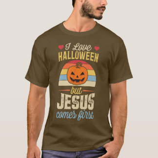 T-shirt J'Aime L'Halloween Mais Jésus Arrive Premier Drôle