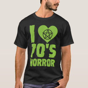 T-shirt J'aime l'horreur des années 70 Pentagramme du cœur