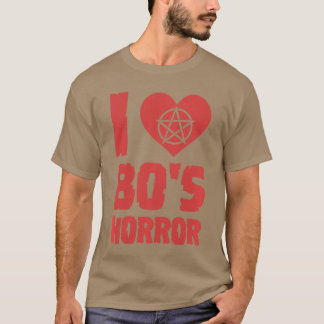 T-shirt J'aime l'horreur des années 80 Pentagramme du cœur