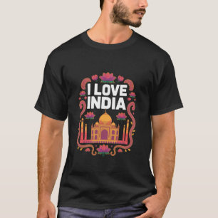 T-shirt J'aime l'Inde Lotus Taj Mahal