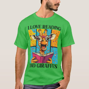 T-shirt J'aime Lire Et Les Girafes Mignonnes Girafe Lisant