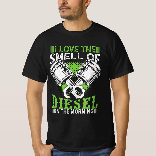 T-shirt J'Aime L'Odeur De Diesel Dans Le Cadeau Matin Pour (Devant)