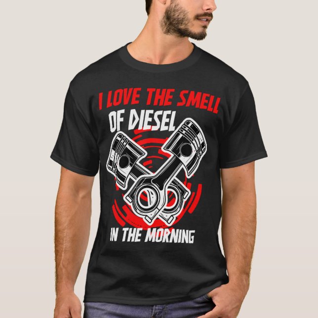 T-shirt J'aime l'odeur du diesel dans le camion matinal (Devant)